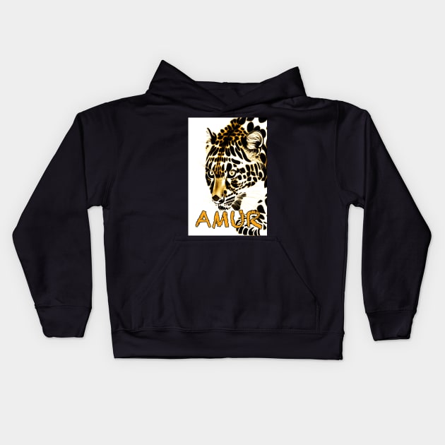 amur leopard beastly Kids Hoodie by MoonAir